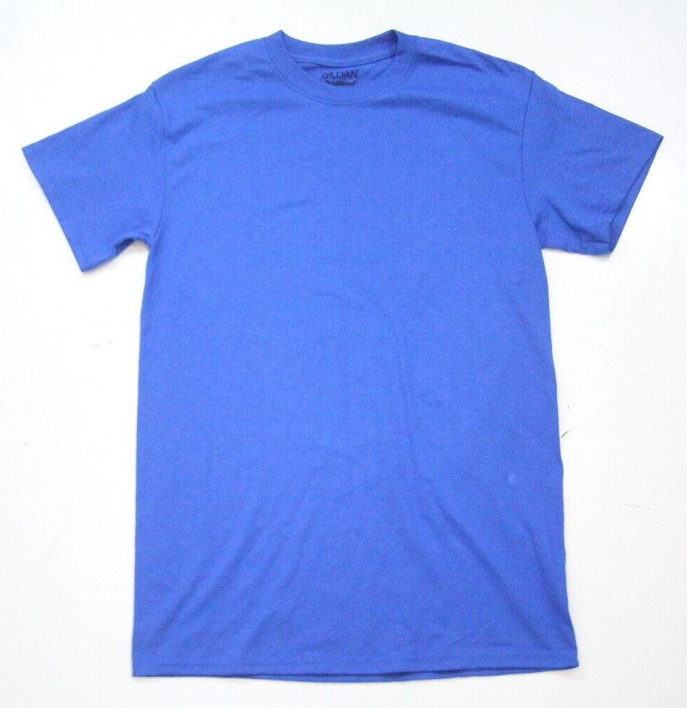 New Gildan DryBlend Man’s Short Sleeve Blue Crew Neck Solid Tee T-Shirt Top M6