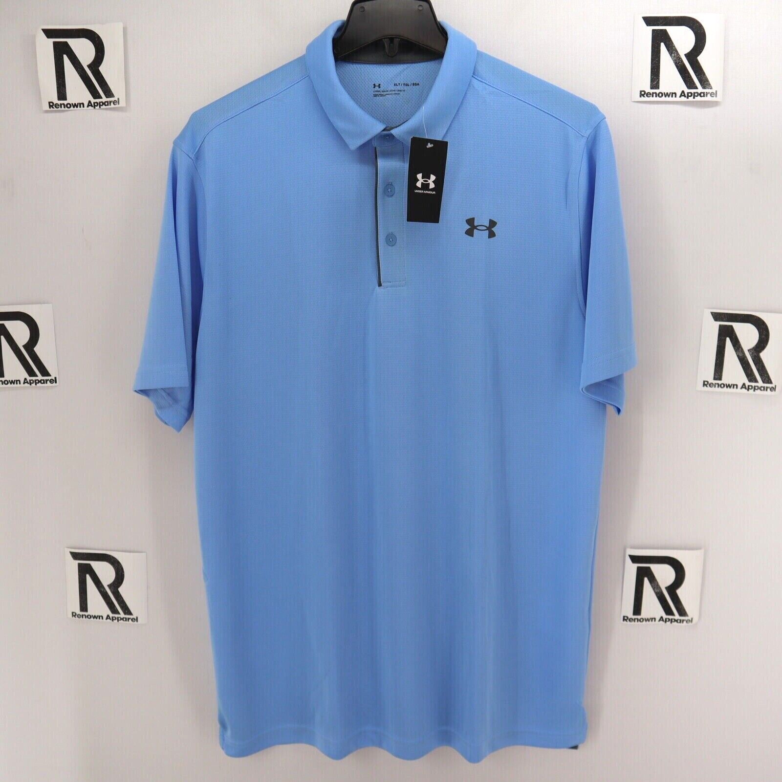 NWT Under Armour UA Golf Polo Shirt Performance Loose Fit Sky Blue Tech Casual