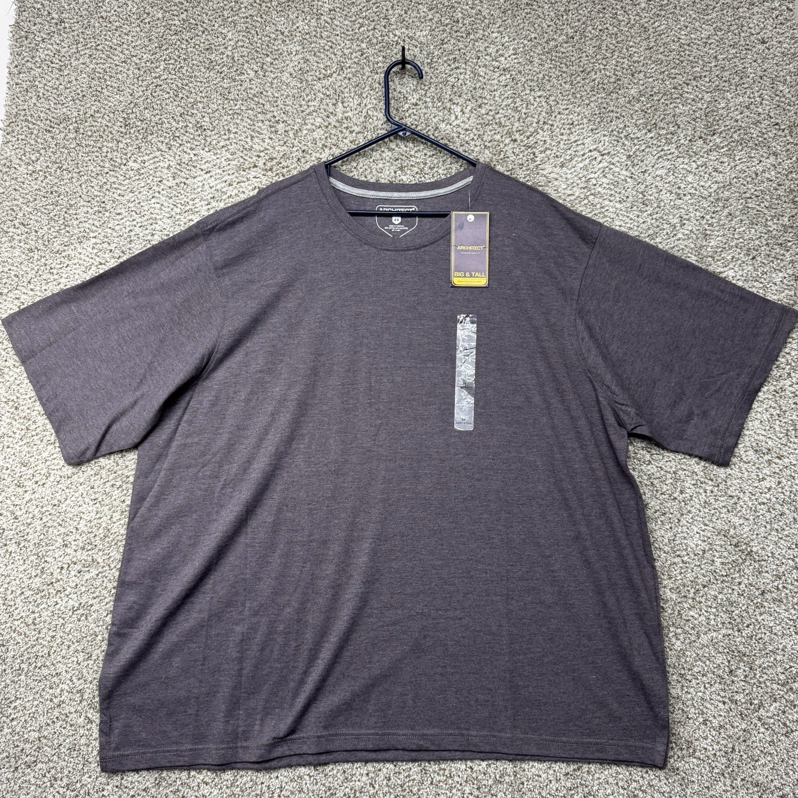 Architect Brand Shirt Men 4XL Gray Steel Heather Cotton Poly Blend Crew Neck New