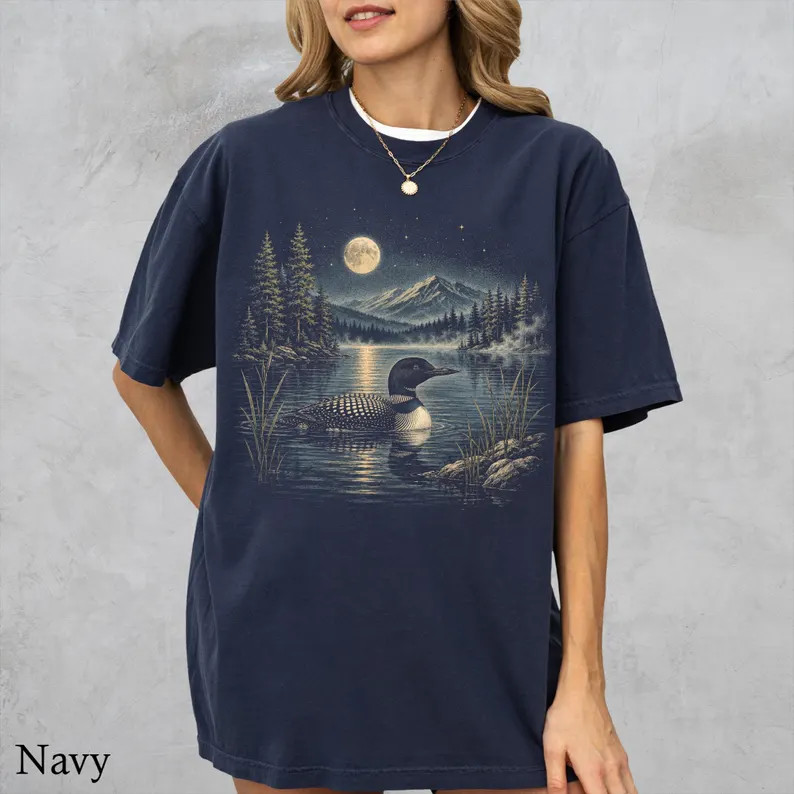 Vintage Loon Lake Bird Wildlife Nature Comfort Tee