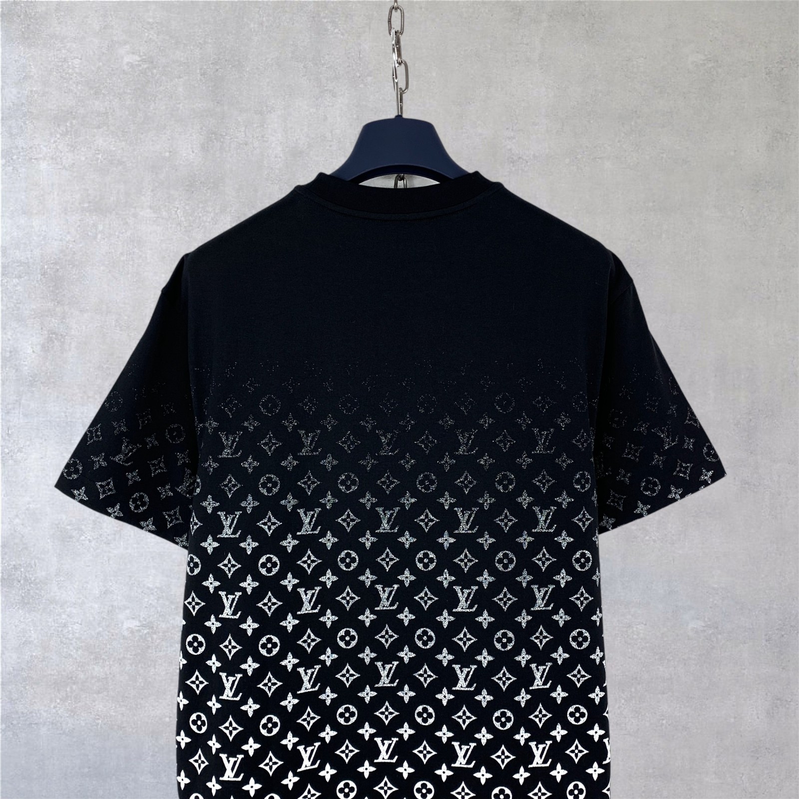 Louis Vuitton LV Monogram Pattern Gradient Cotton Crewneck T-Shirt Black Size L