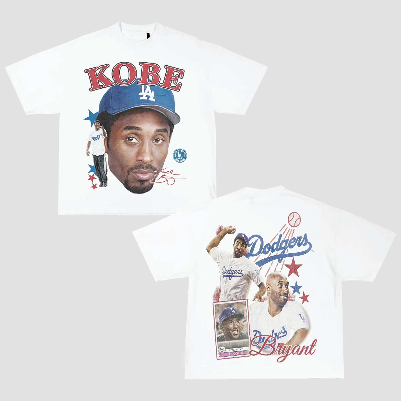 Kobe Bryant Baseball Graphic Design Double Sided Streetwear T-Shirt Tee