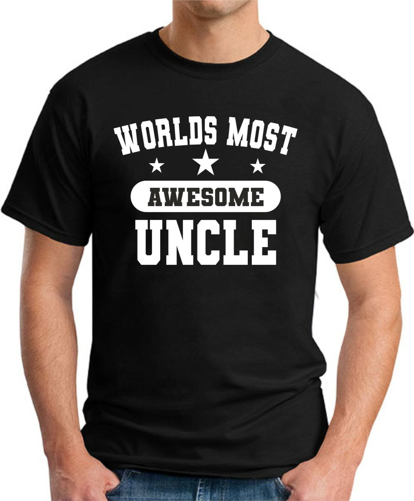 WORLDS MOST AWESOME UNCLE T-SHIRT > Funny Novelty Slogan Geek Nerd Men’s Top