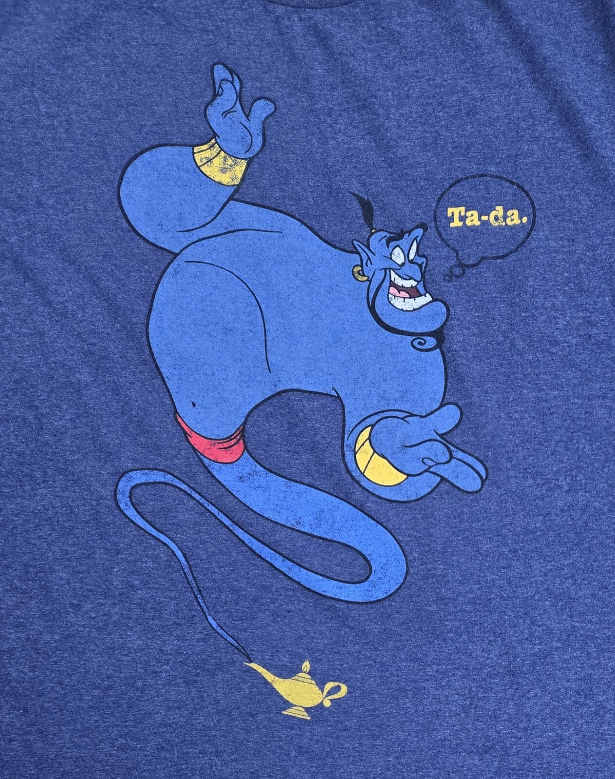Disney Aladdin Mens Sz XL T-Shirt, Short Sleeve, Heavyweight, Heather Blue