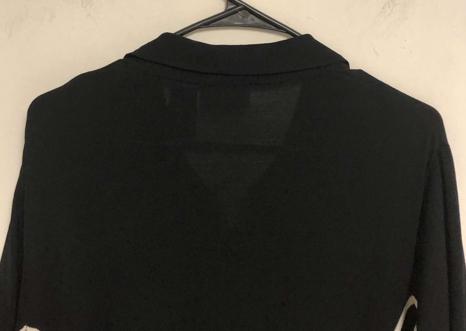 vtg mens Black Ribbed Knit Button Up Top Sz M Rayon Nylon Blend Hong Kong EUC