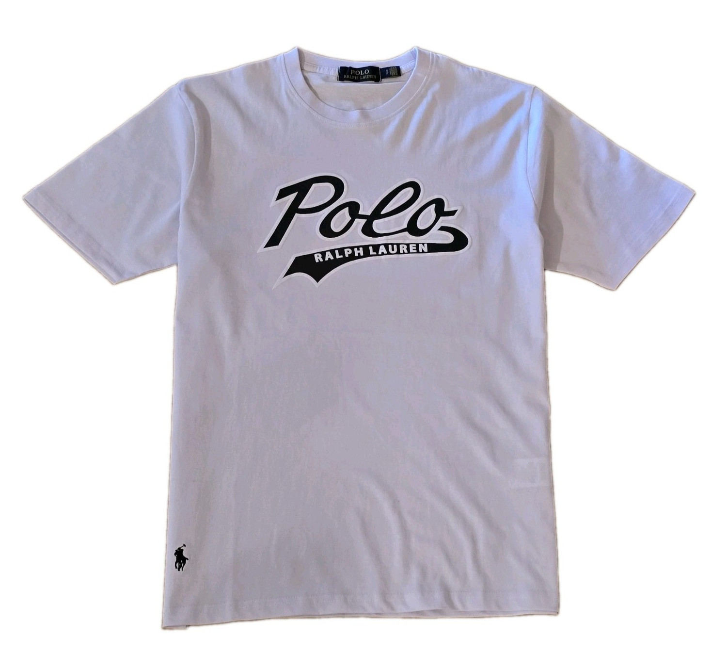Polo Ralph Lauren Men’s Custom Slim Fit T-Shirt Novelty Polo Swoosh Logo White