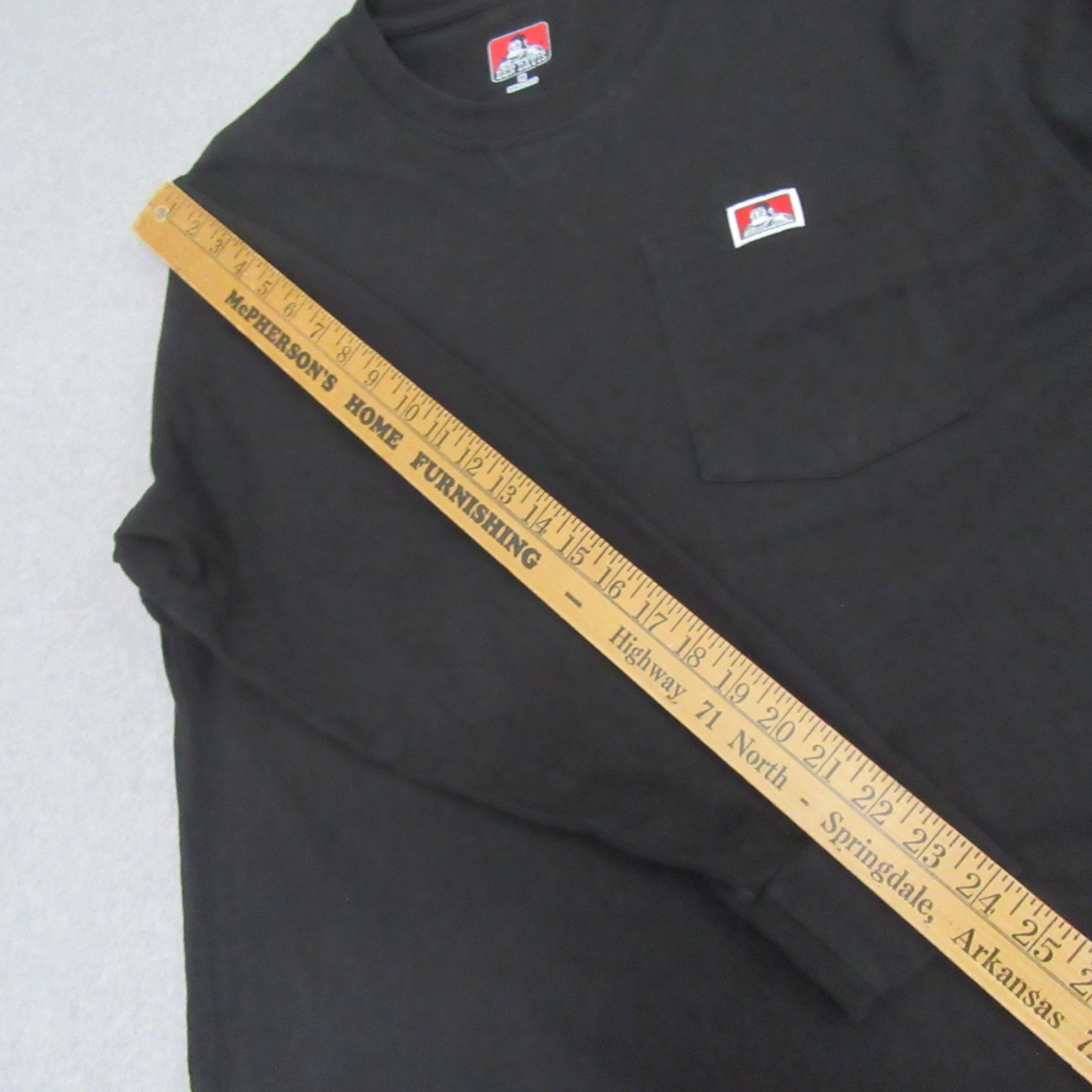 Ben Davis Mens Long Sleeve T Shirt M Black Pocket Workwear Pullover Tee