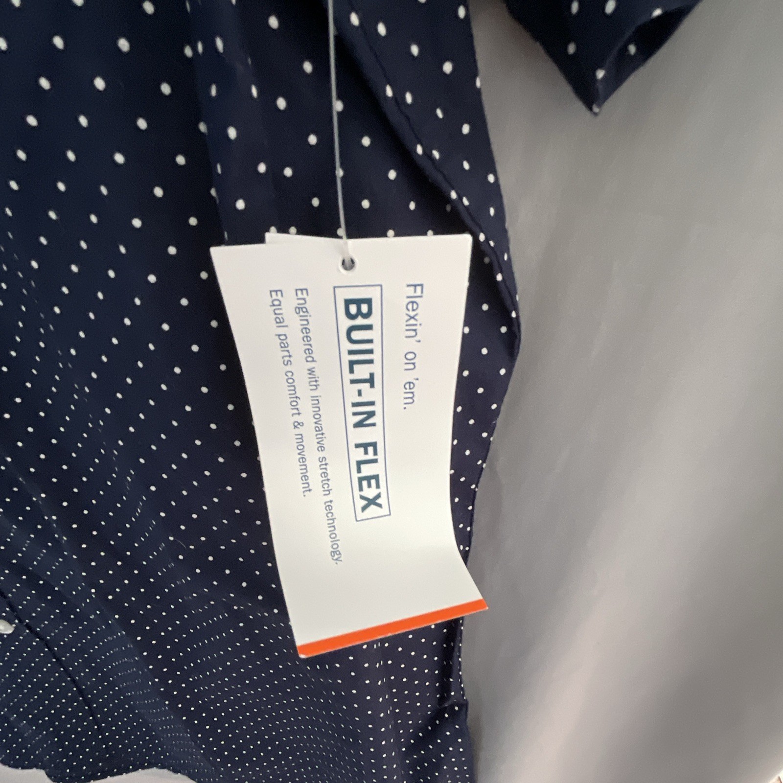 Old Navy Men’s L Regular Polka Dot Blue/White Short Slv Button-Down Stretch #66