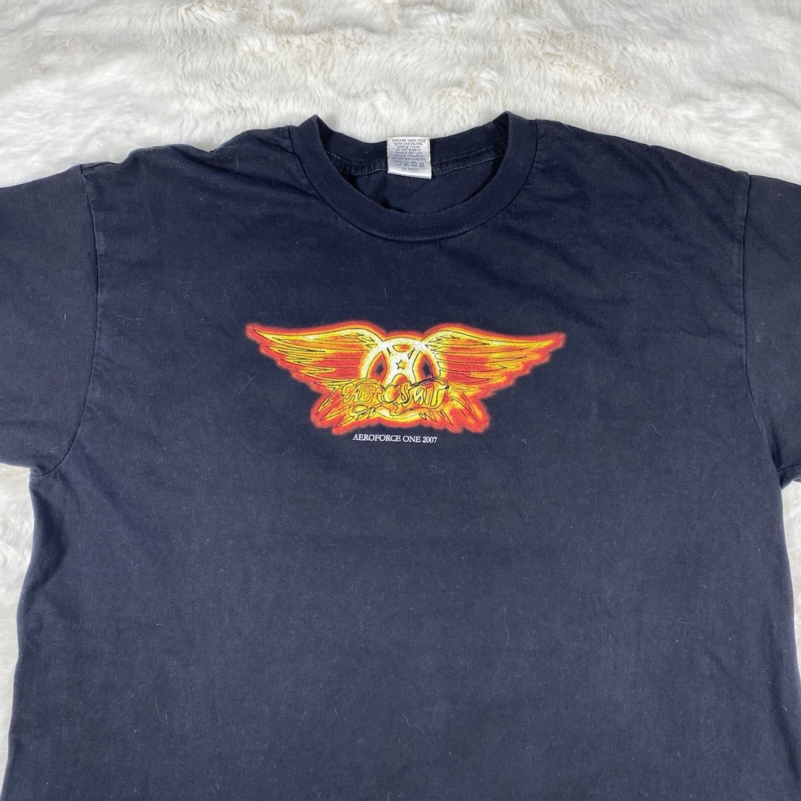 Vintage Aerosmith Aeroforce One 2007 Tee Black Rock T-Shirt Mens L-Black