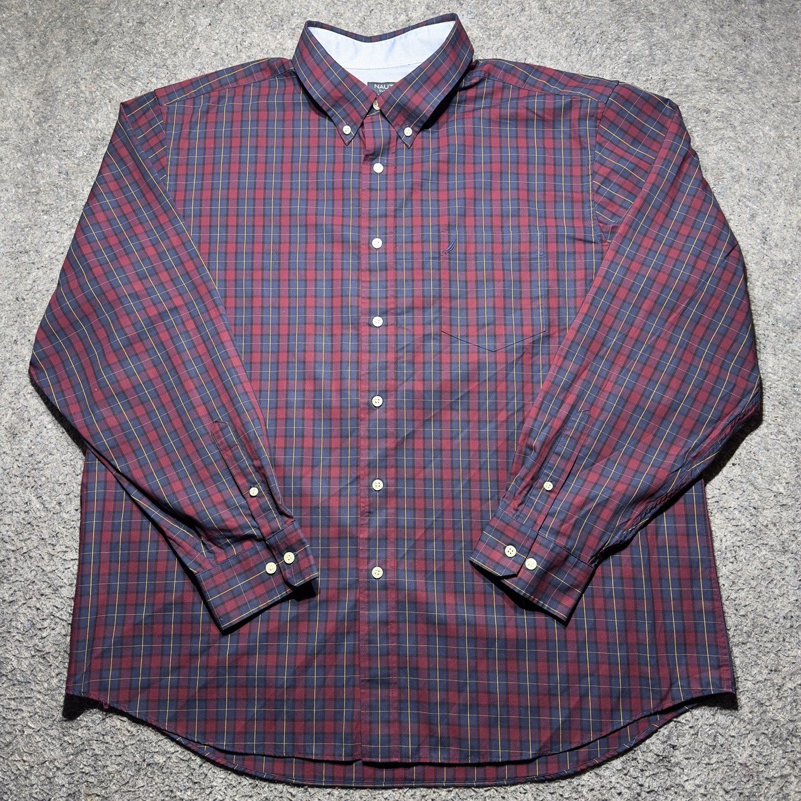 Nautica Plaid Shirt Mens XXL Multi Colors Long Sleeves Button Down Wrinkle Free