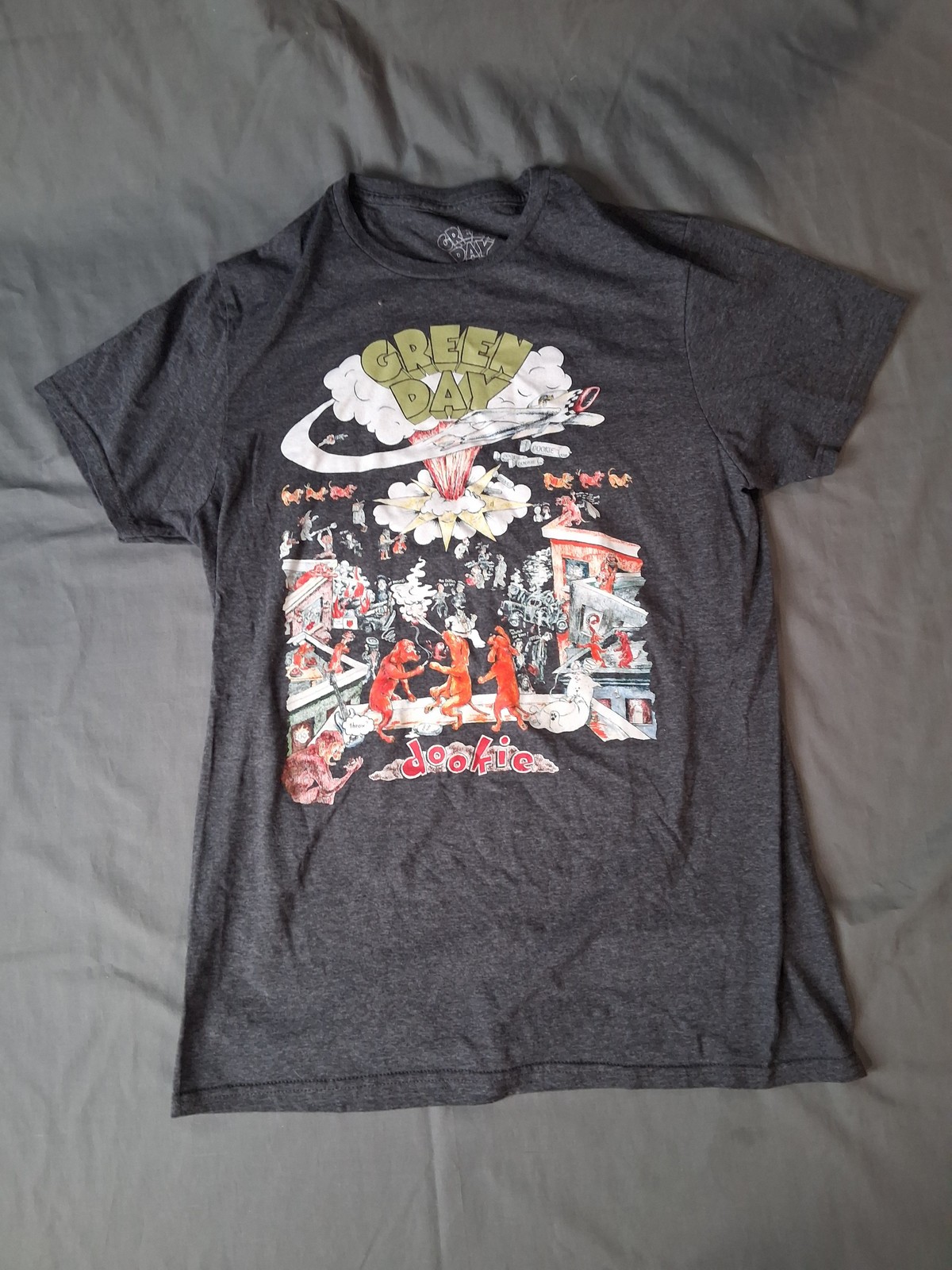 Green Day Dookie Album Art T-Shirt Men’s Size M Medium Gray Band Tee