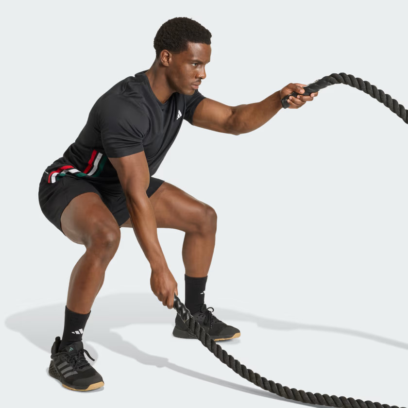 adidas men WORKOUT ESSENTIALS BASE 3-STRIPES T-SHIRT