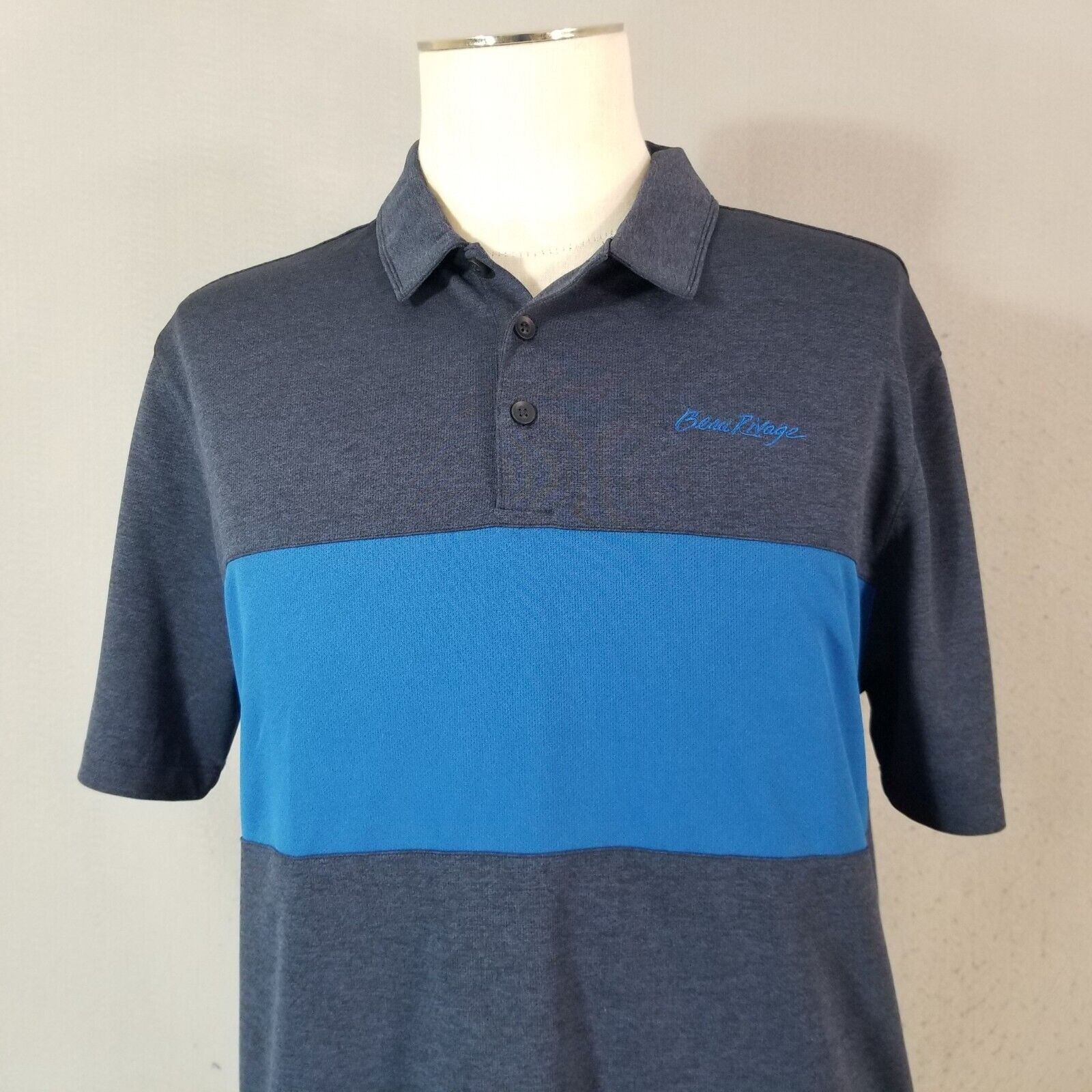 Nike golf polo shirt men’s large Blue short sleeve Dri-Fit Beau Rivage sports