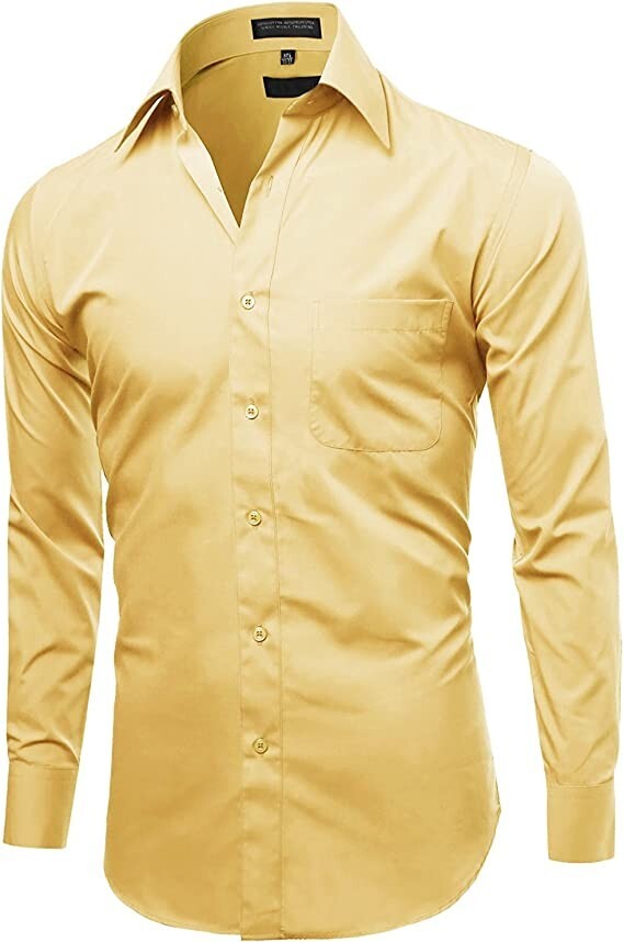 Omega Italy Men’s Premium Slim Fit Button Up Long Sleeve Solid Color Dress Shirt