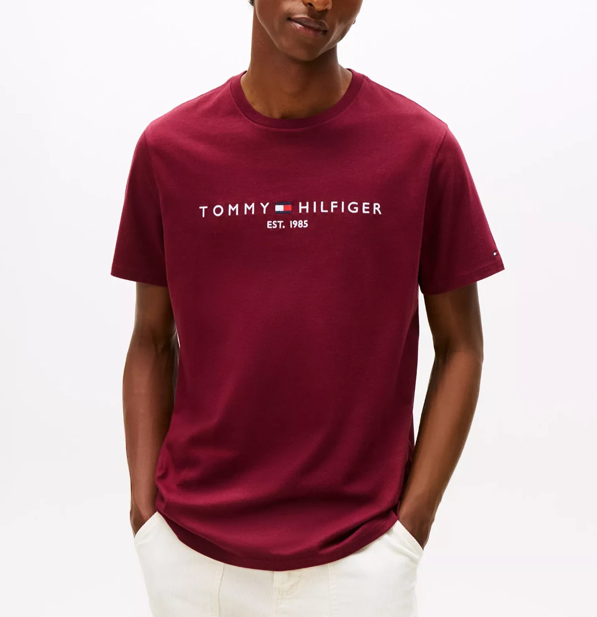 Tommy Hilfiger Men’s Embroidered Logo Regular Fit Crew Neck Jersey T-shirt Tee