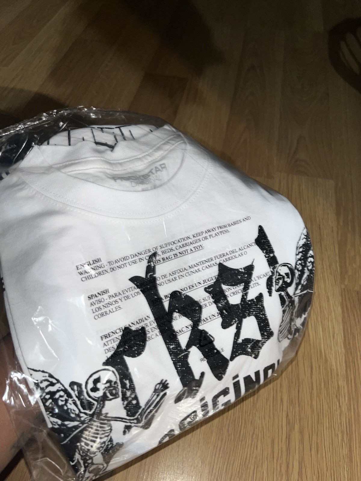 Rockstar Original Men’s Cotton Skull Graphic Crew Neck T-Shirt White/Black M/L