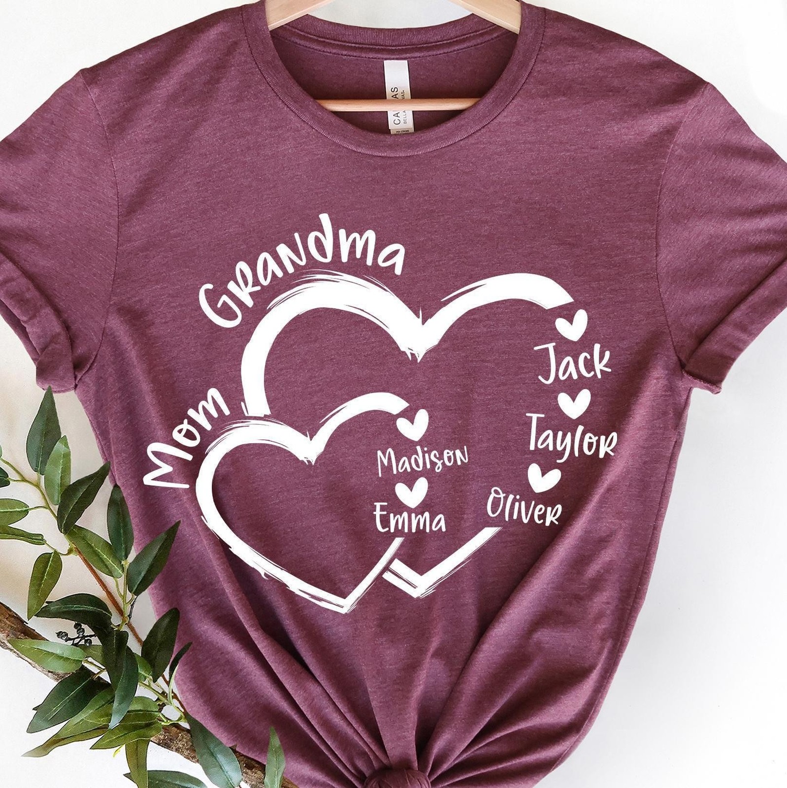 Custom Mom Grandma Heart Shirt Personalized New Grandma T-Shirt Grandma With