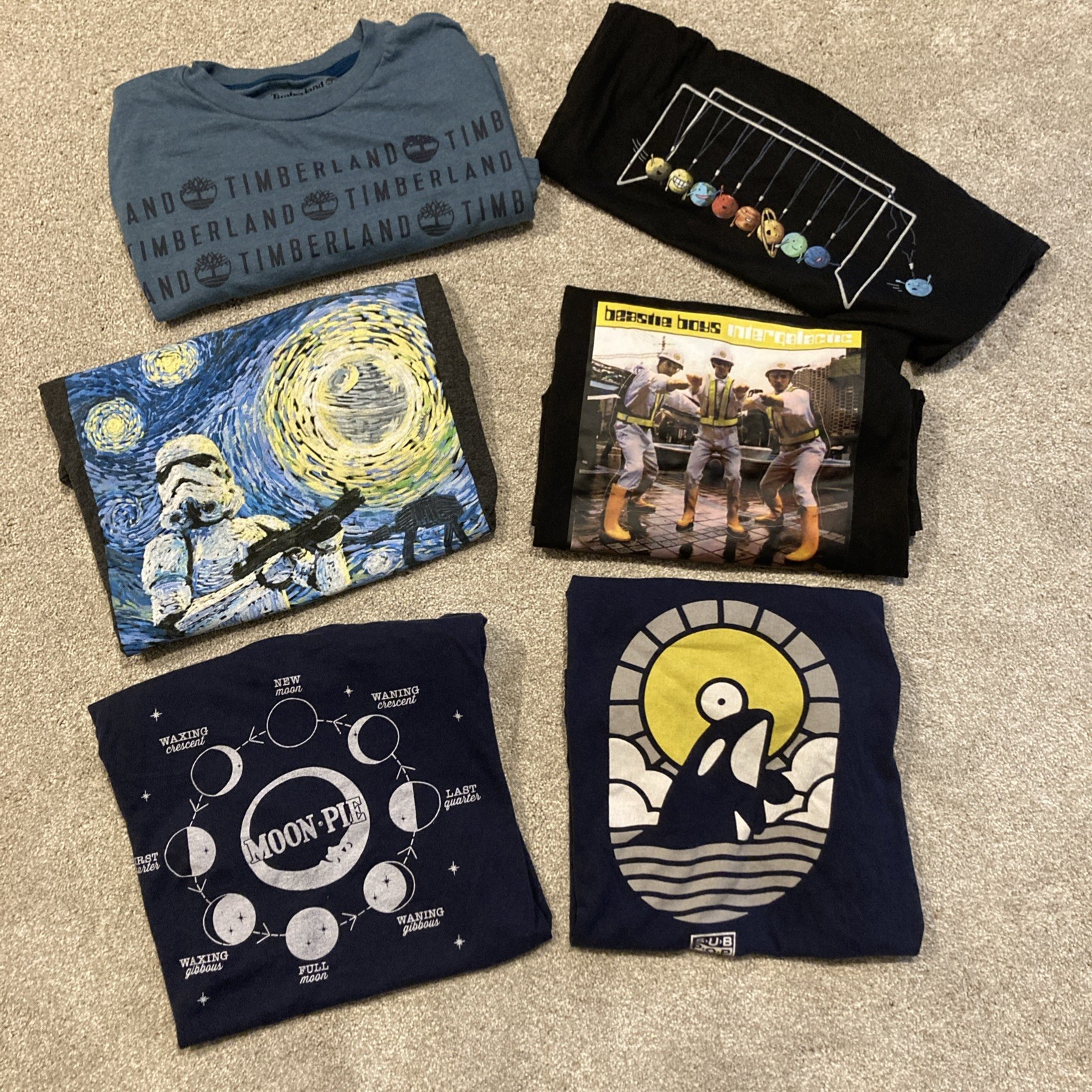 Lot of 6 Graphic T-Shirts Various Sizes Men’s Size S/M Youth 14-16 L