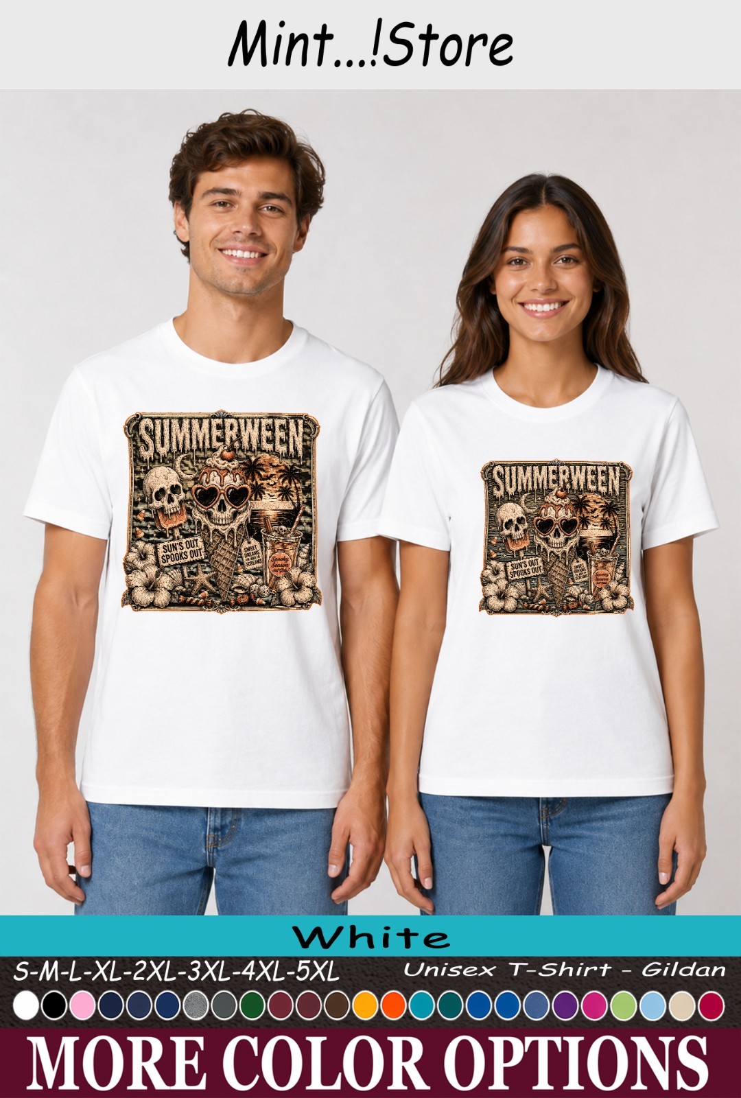 Summerween Shirt, Retro Skull Beach Summer Halloween Unisex T-Shirt
