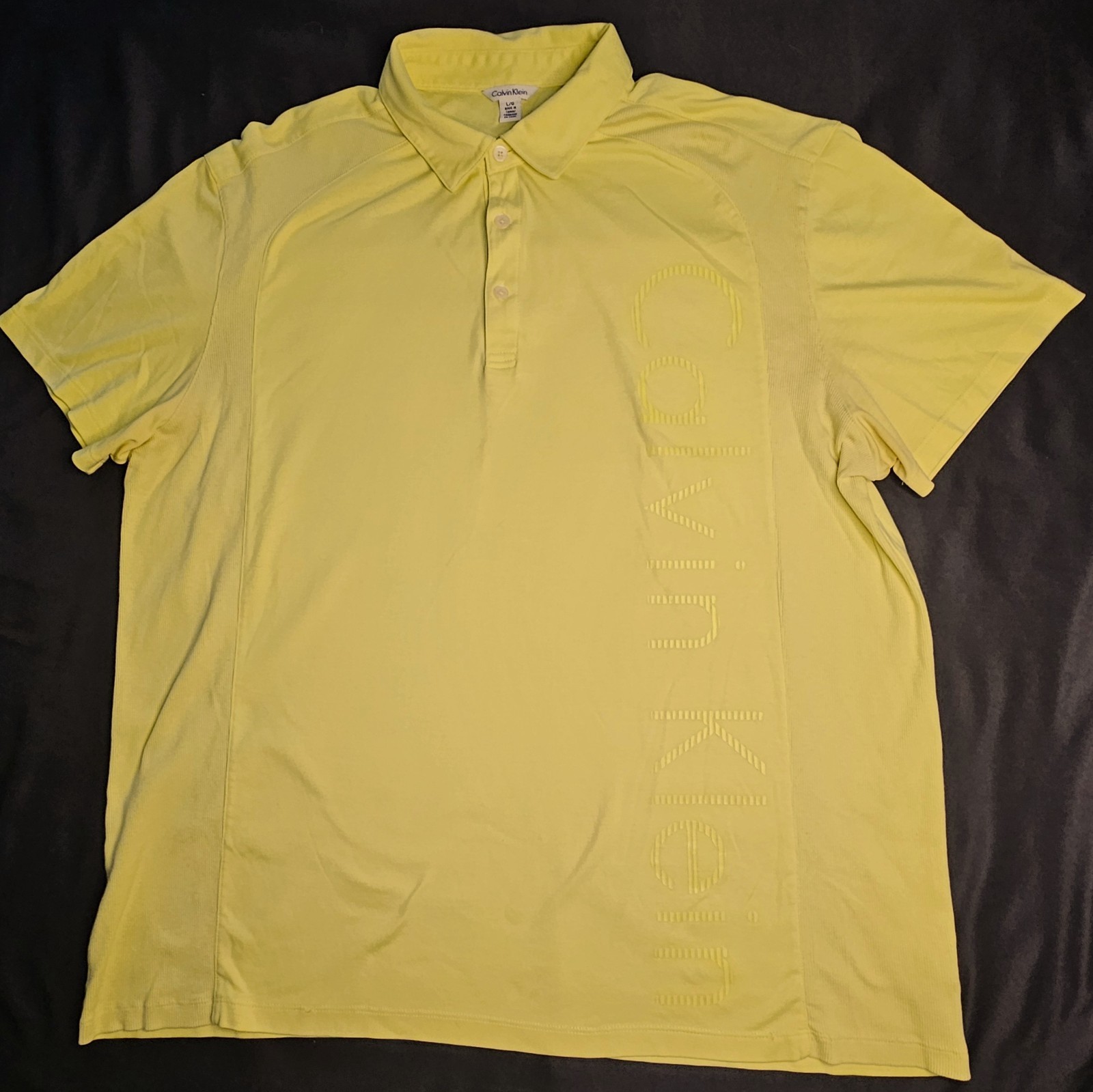 Mens Calvin Klein Short Sleeve Yellow Polo Shirt Size Large – NICE