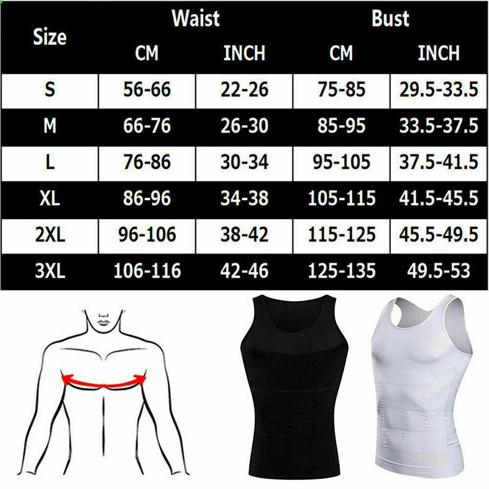 Mens Compression Shirts Slimming Body Shaper Vest Tight Tank Top Tummy Control
