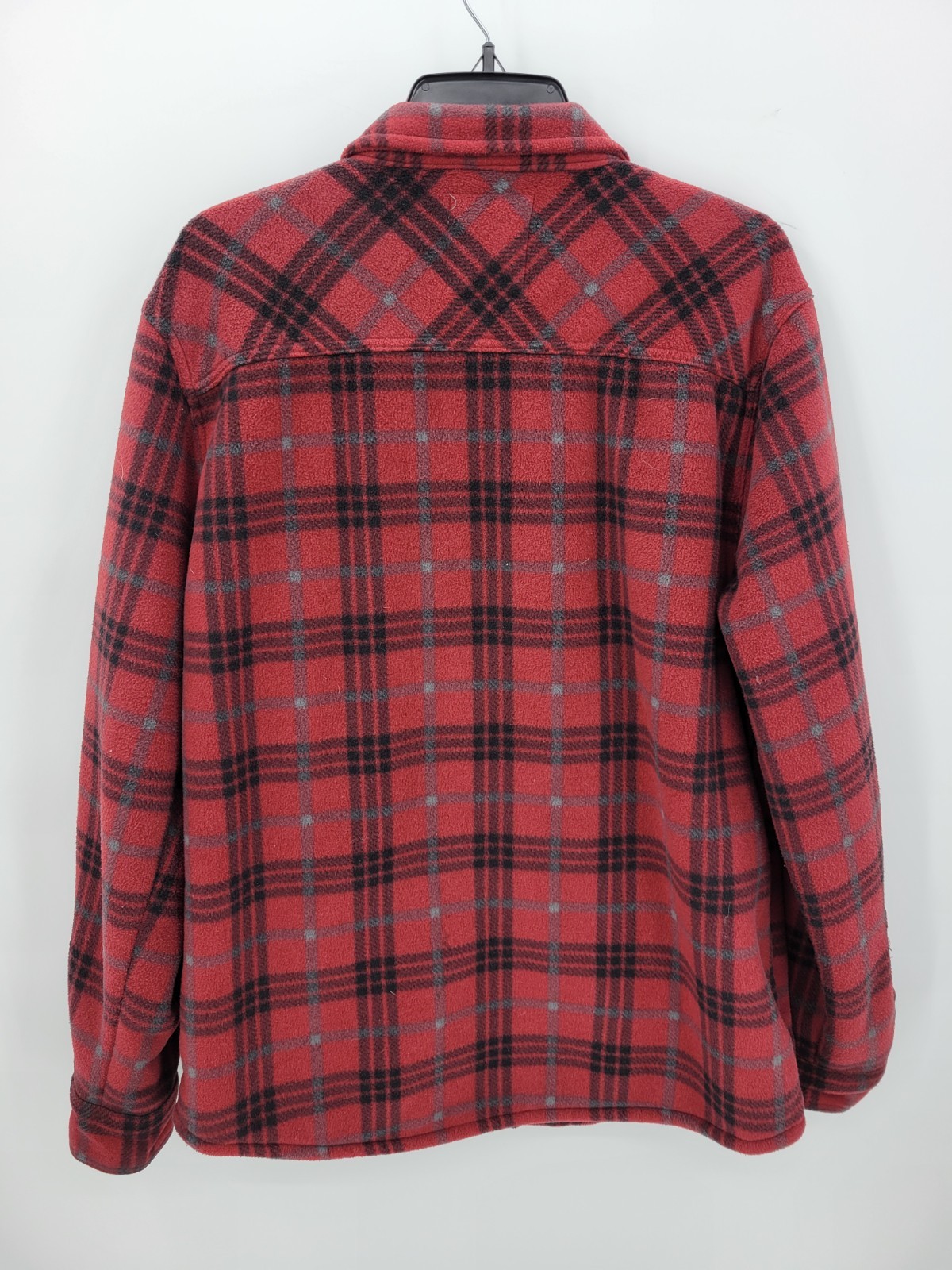 Voyager Shirt Jacket Mens Large Red Plaid Fleece Lined Shacket Outdoor Casual