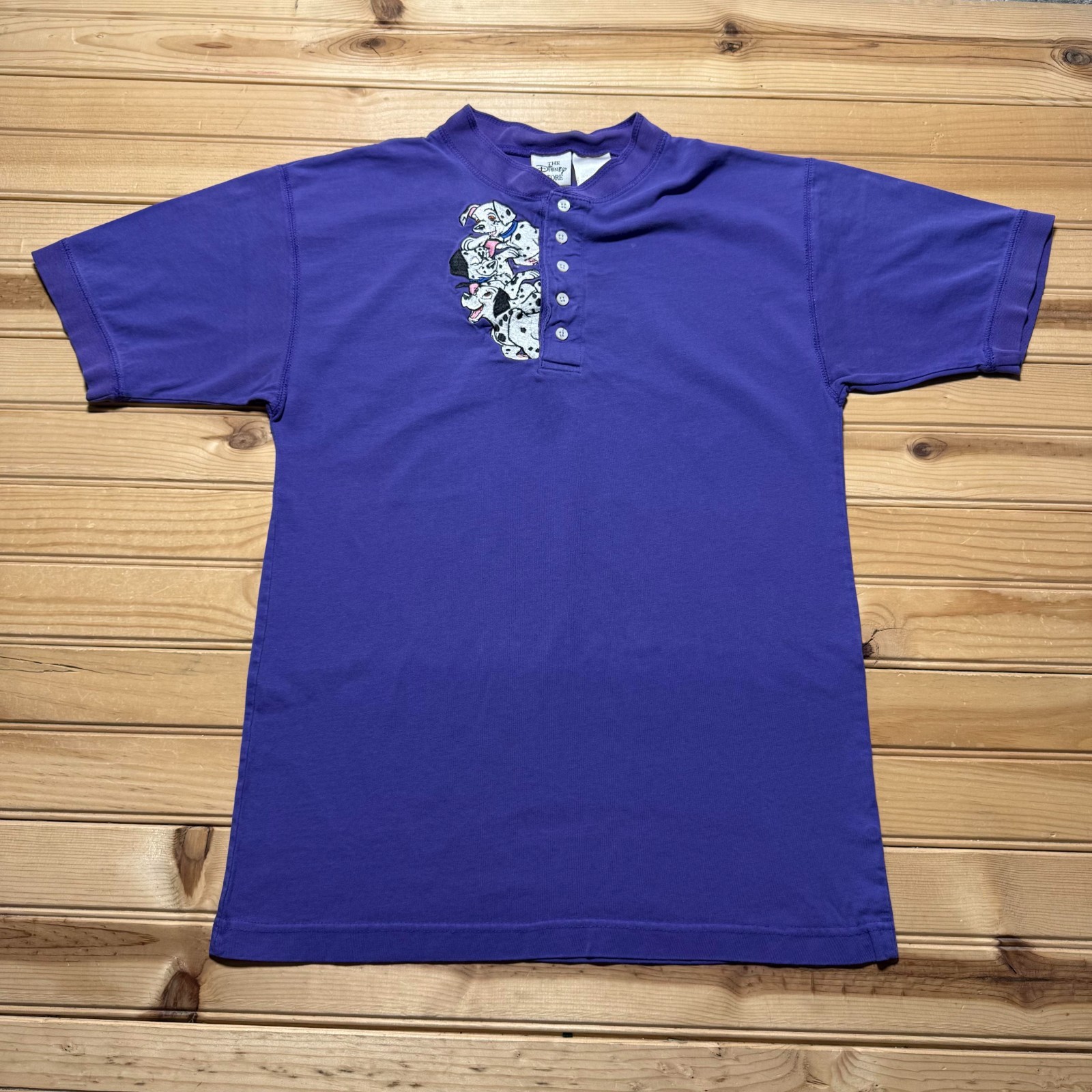 Vintage 90s Disney Store 101 Dalmatians Dogs Embroidered Henley Shirt – Medium