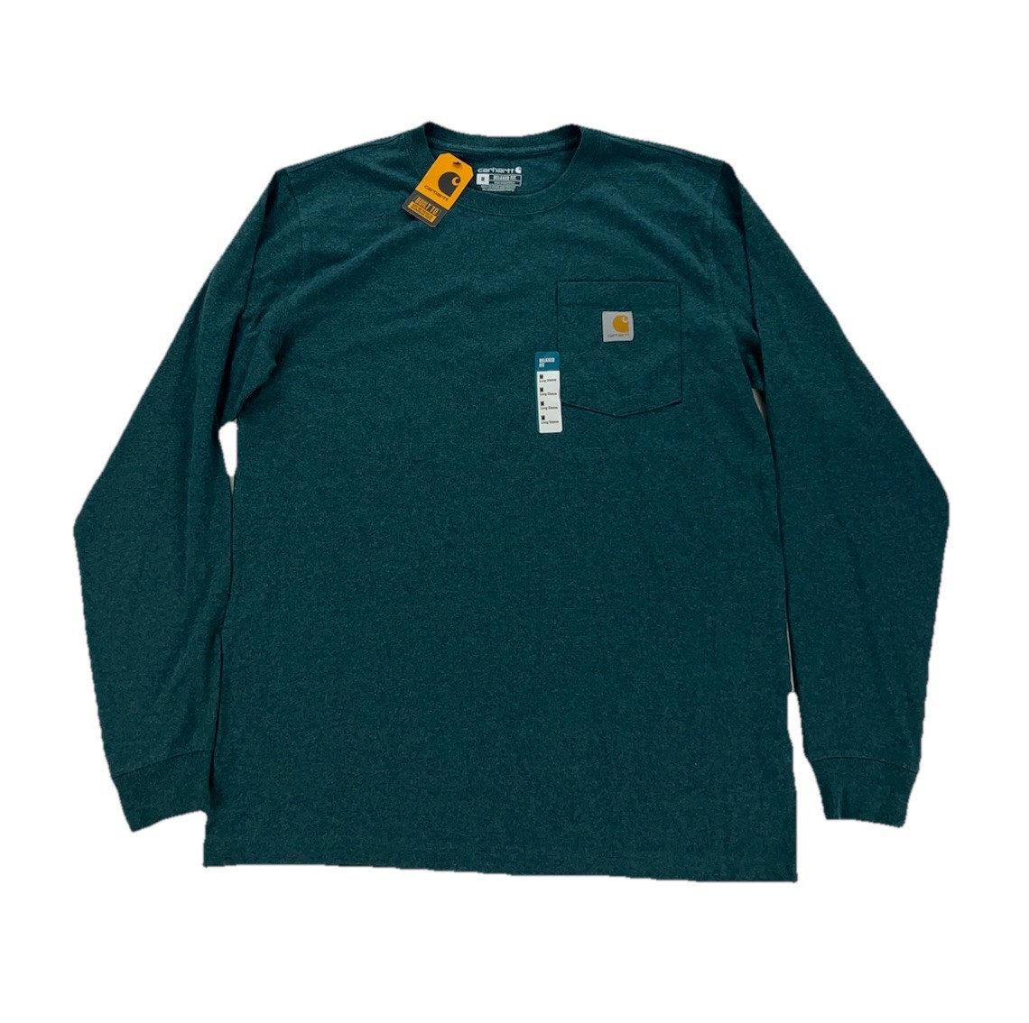 NEW Carhartt Heavyweight Long Sleeve Relaxed Fit T Shirt Mountain Green Mens M