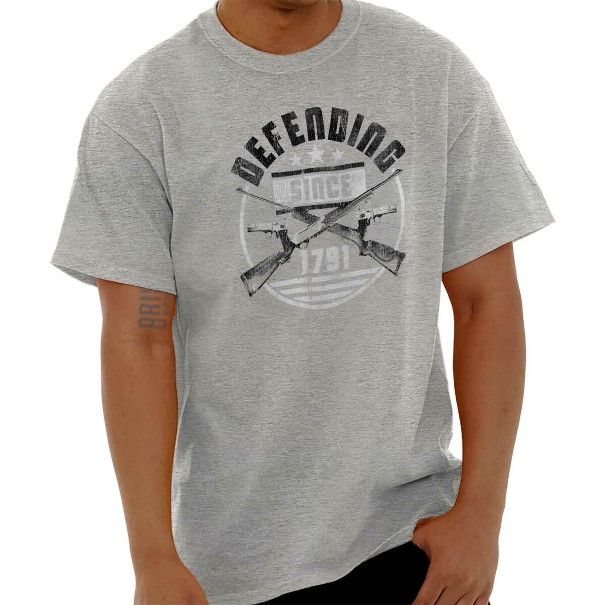 Patriotic Pro Guns Defending 2nd Amendment Womens or Mens Crewneck T Shirt Tee