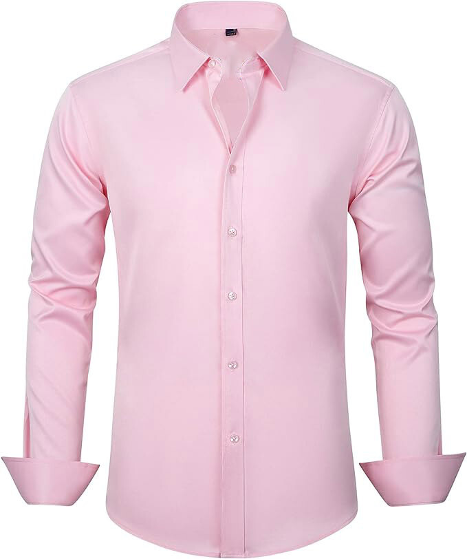 Mens Elastic Non Iron Shirts Formal Business Long Sleeves Casual Dress Shirts