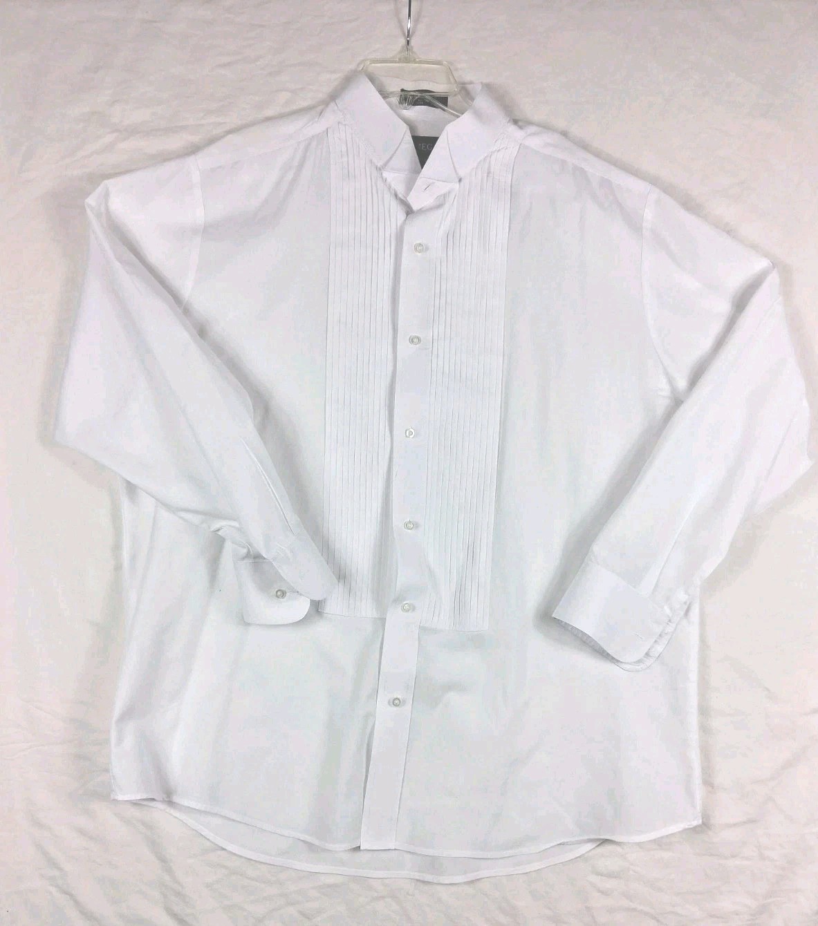 ​Omega Italy Men XL White Tuxedo Dress Shirt 17-17.5 34-35 Pleated Wing Tip…