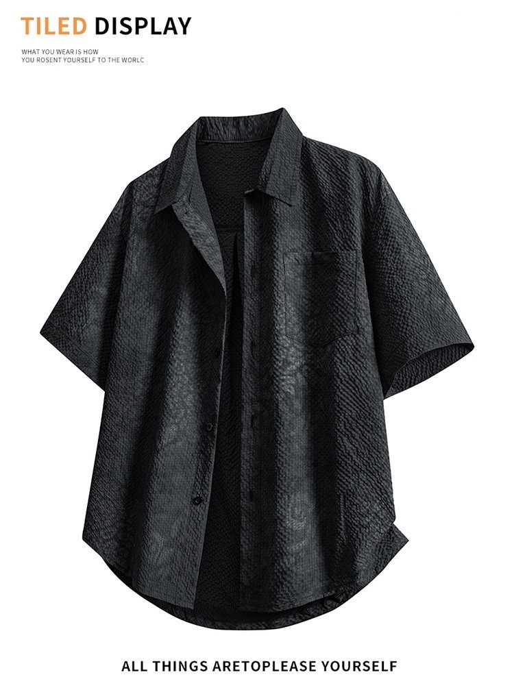 Designer Style Men Tie Dye Shirt Seersucker Casual Loose Beach Summer Tops M-3XL
