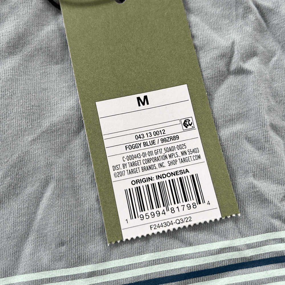 Goodfellow Medium Standard Foggy Blue Striped Crewneck Short Sleeve T-Shirt Tee