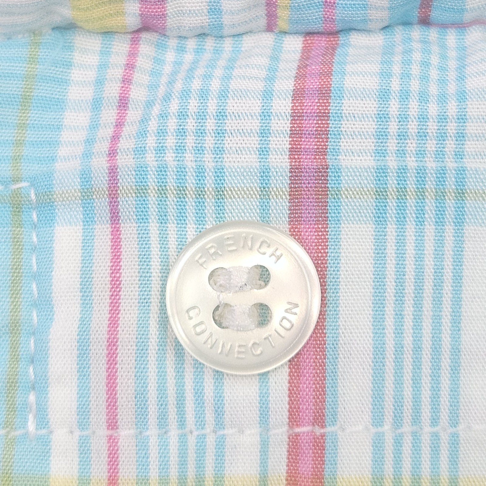French Connection Men’s Plaid Shirt Size M Multi-Color Short Sleeve Cotton