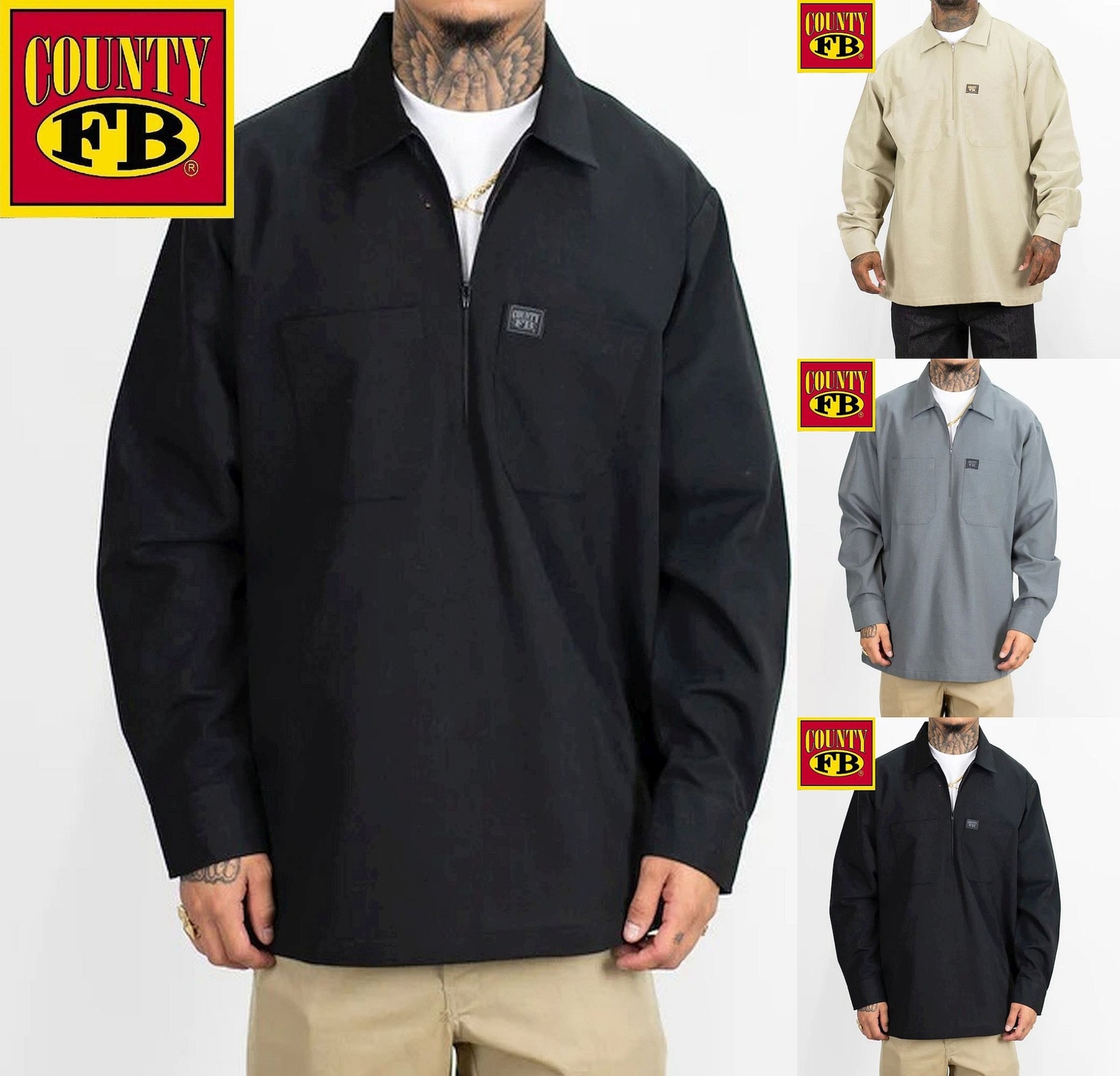 FB County 1/2 Zip Long Sleeve 2 Pocket Shirt