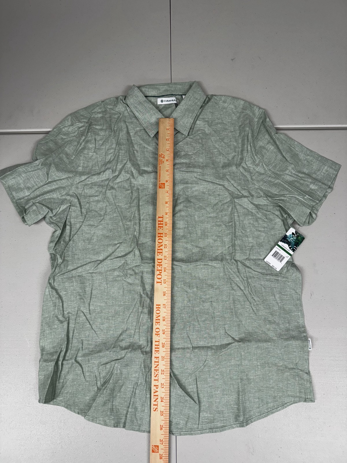 Cubavera Men’s Button Front Shirt Solid Green Linen Short Sleeve NWT Pick Size