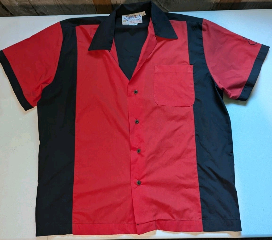 CRUISIN USA Vintage Bowling Graphic Shirt Size Large 2 Tone 🎳