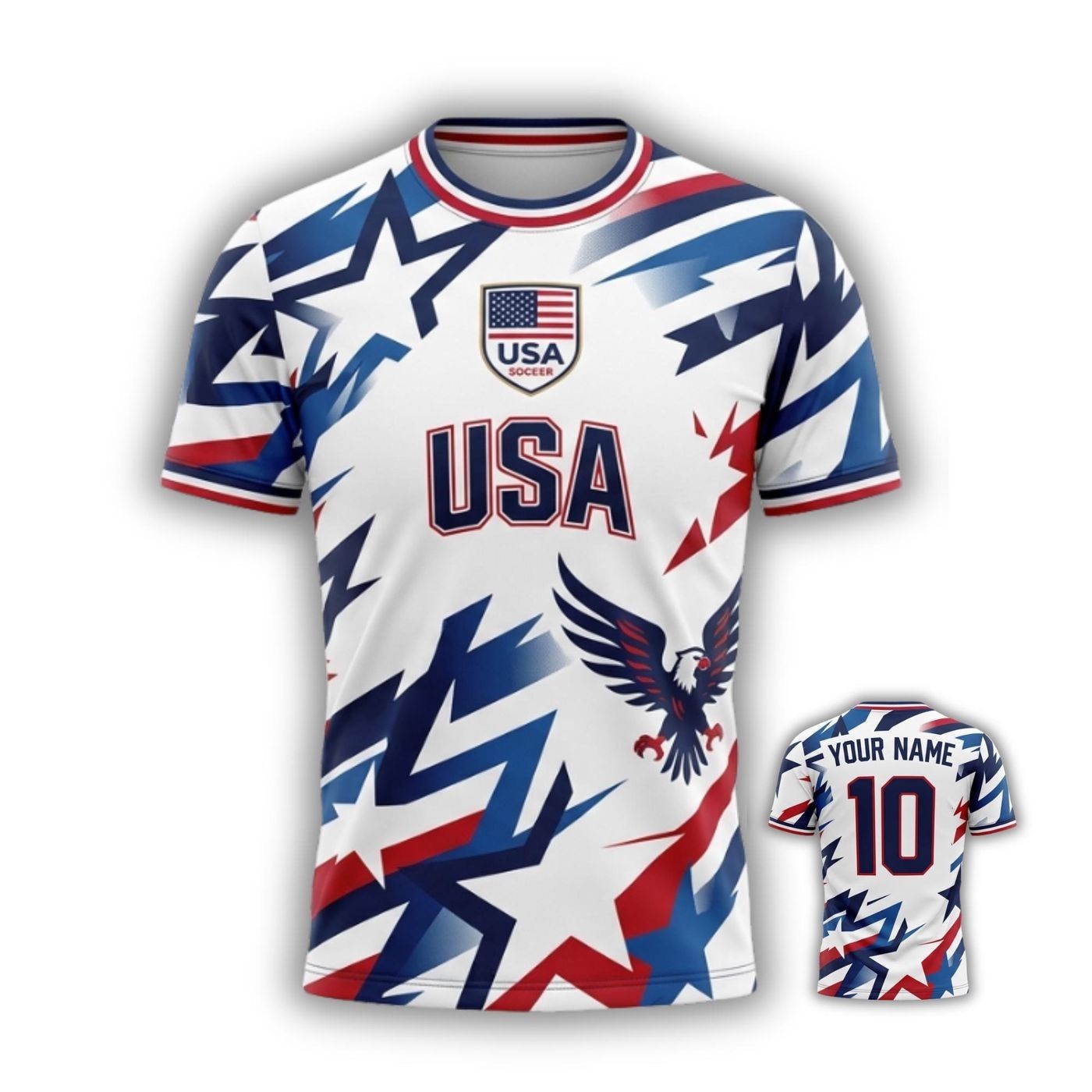Personalized USA Soccer Jersey Custom Name Number Football Fan Shirt