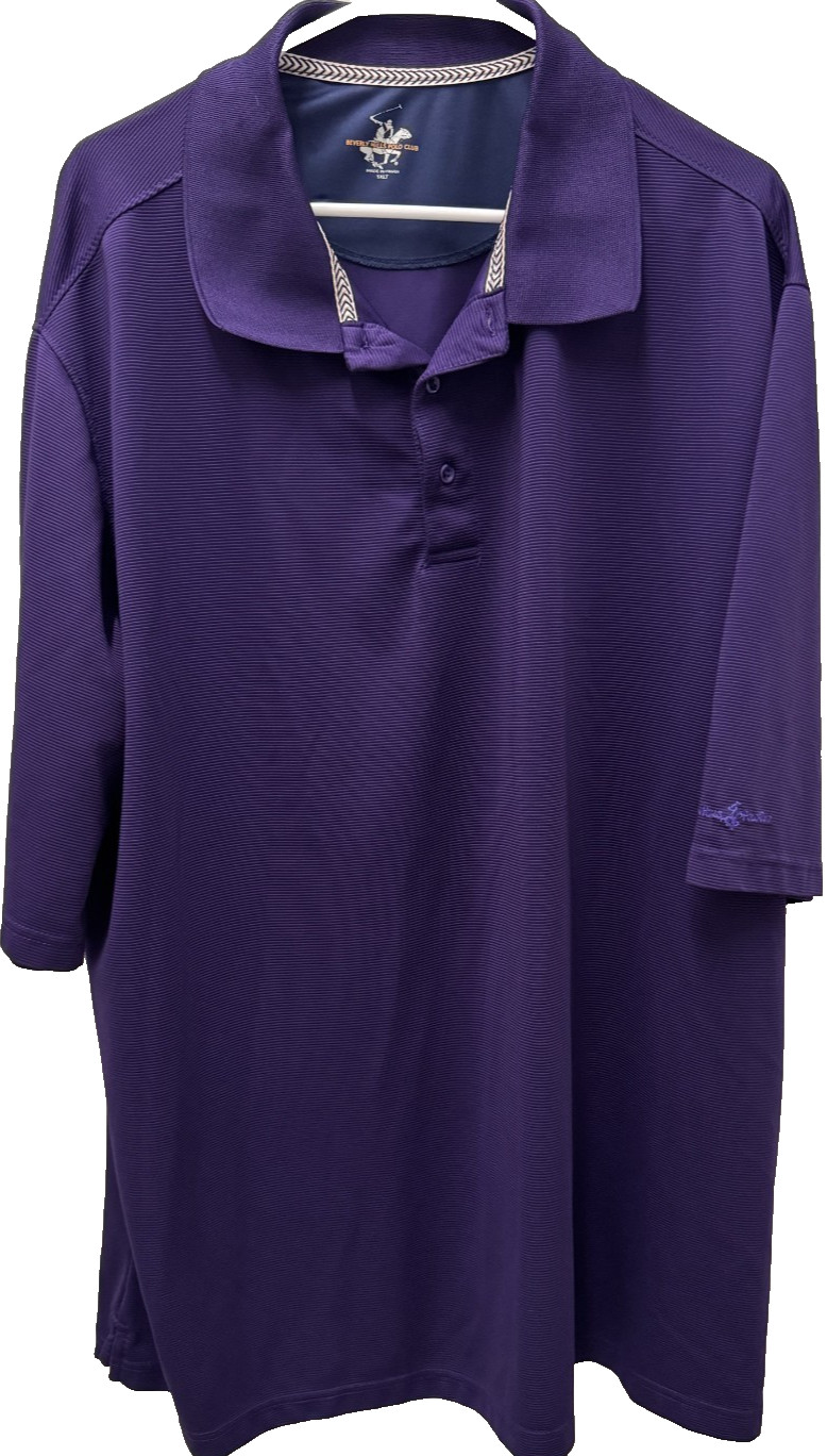 Beverly Hills Polo Club Casual Shirt, S/S, 3XLT, Solid Purple