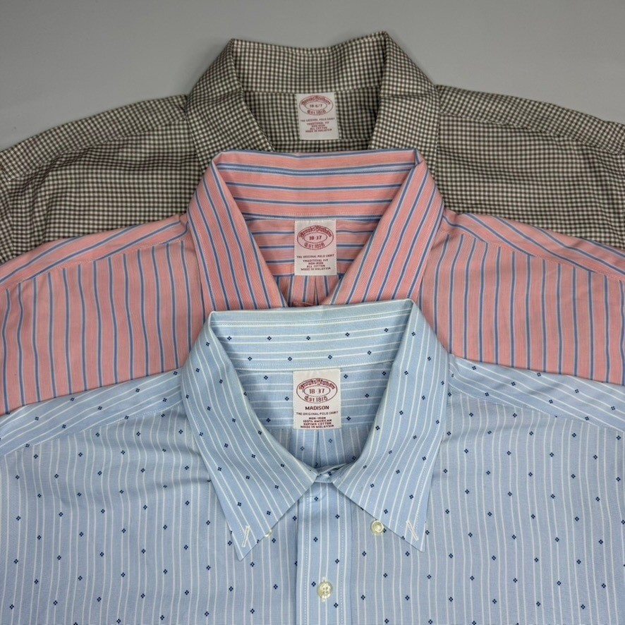 Brooks Brothers Button Down Shirt Lot of 3 Mens 18-37 Blue Pink Brown