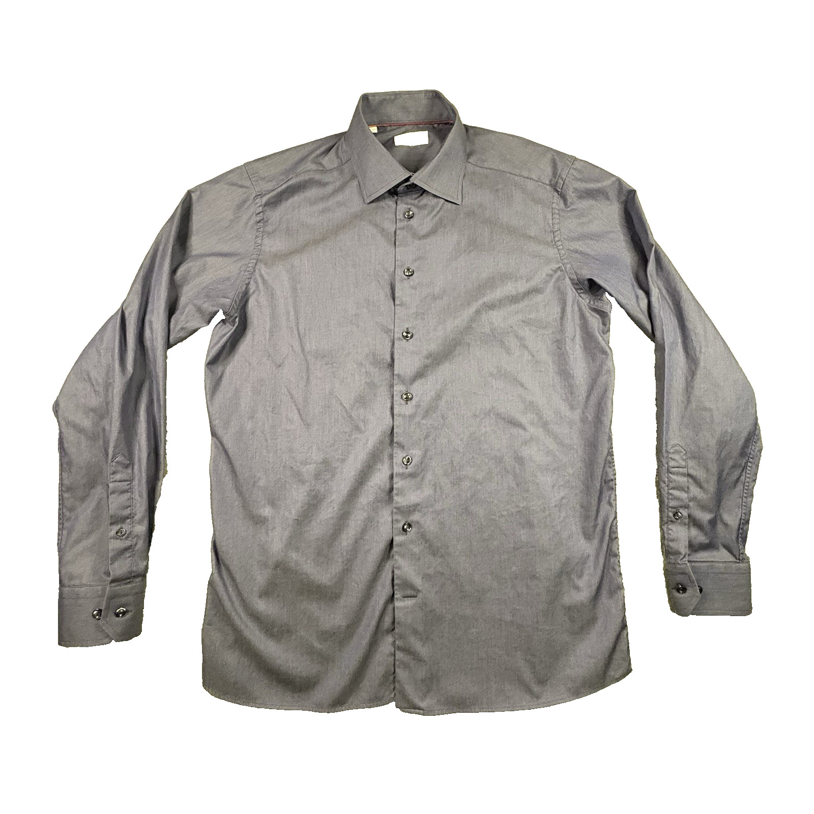 Eton Men’s XL Blue/Gray Solid Dress Shirt Contemporary Fit LS SEE DESCRIPTION