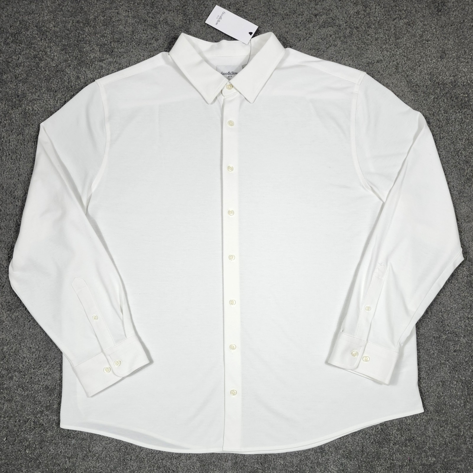 Men’s Dress Shirt XXL White Long Sleeve Pique Knit Goodfellow Standard 56″ Chest