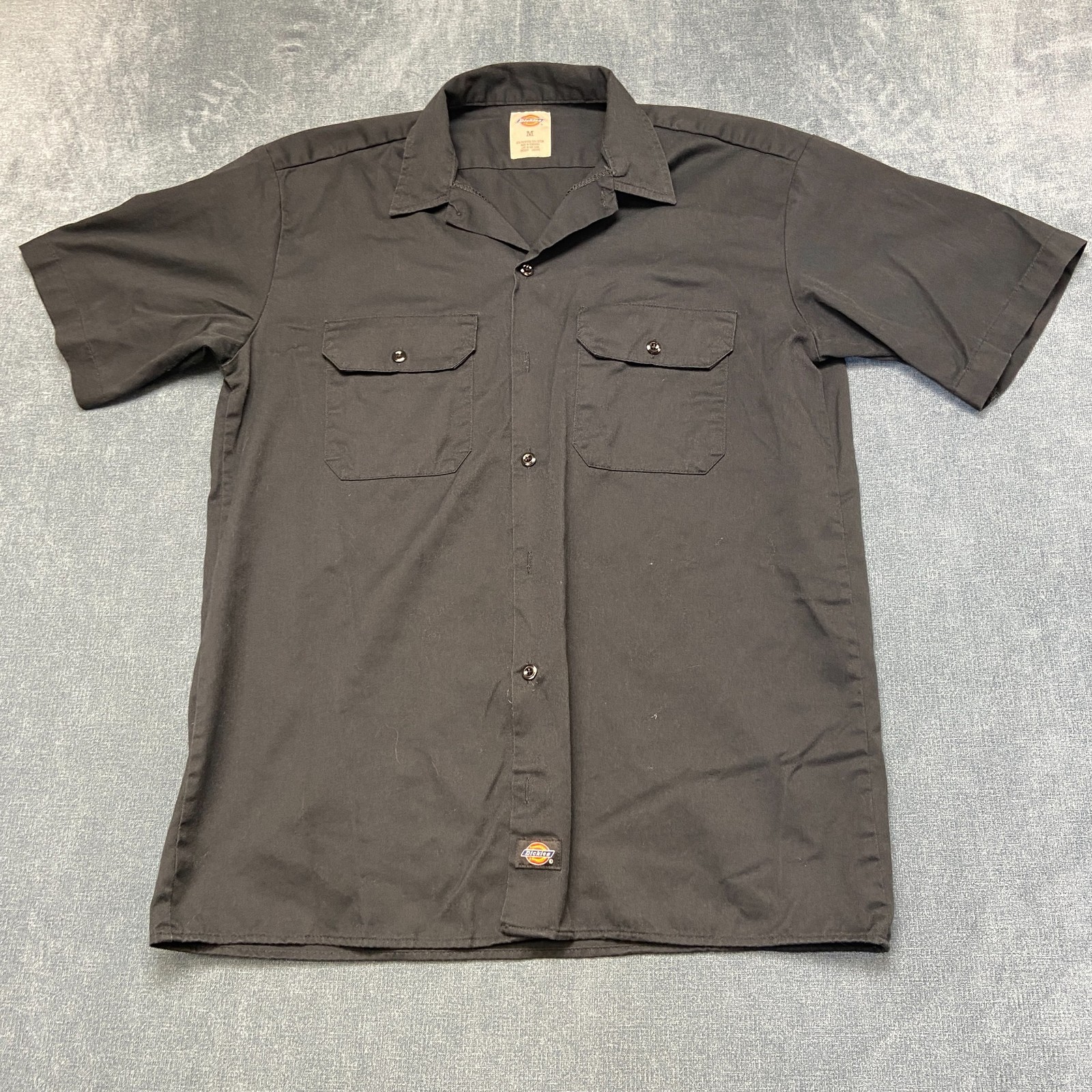 Dickies Utility Shirt Mens Medium Black Dual Chest Pockets Short Sleeve Workwear