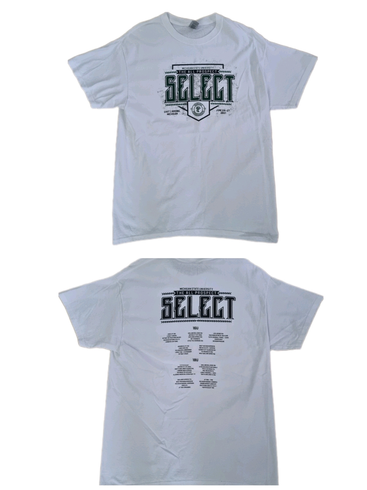 Michigan State University T Shirt White Top L Baseball Sport American USA Y2K
