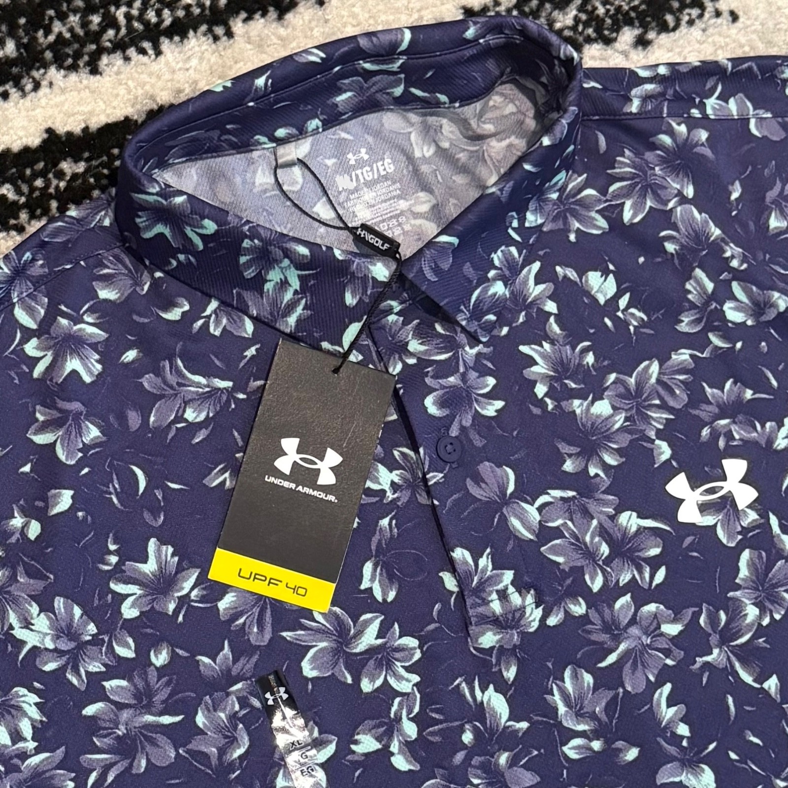 Under Armour Matchplay Printed UPF 40 Polo Golf Shirt Floral Purple Men’s L-XXL