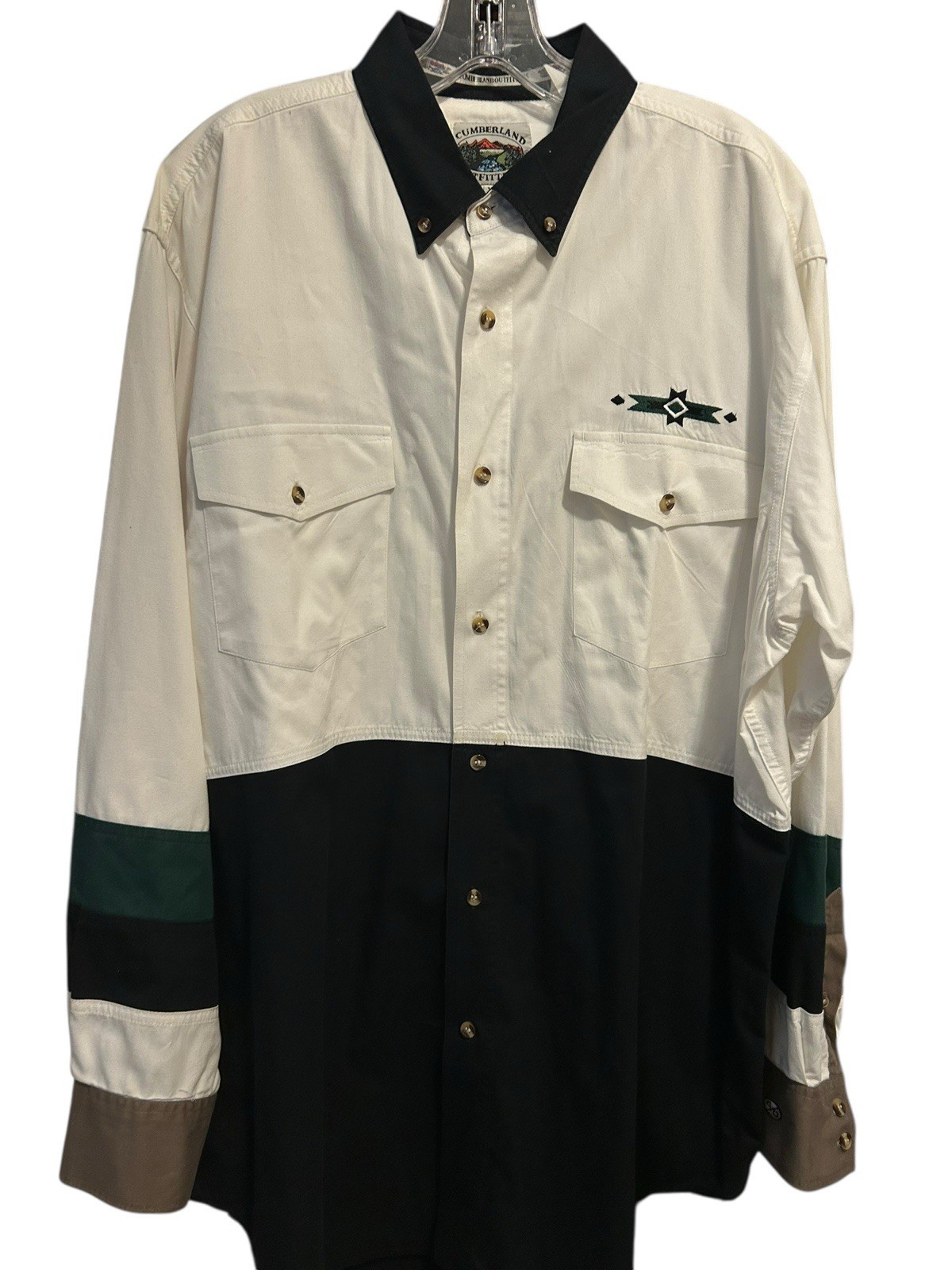 Cumberland’s Outfitters Western Shirt Men Sz XL Colorblock Aztec Tribal Detail