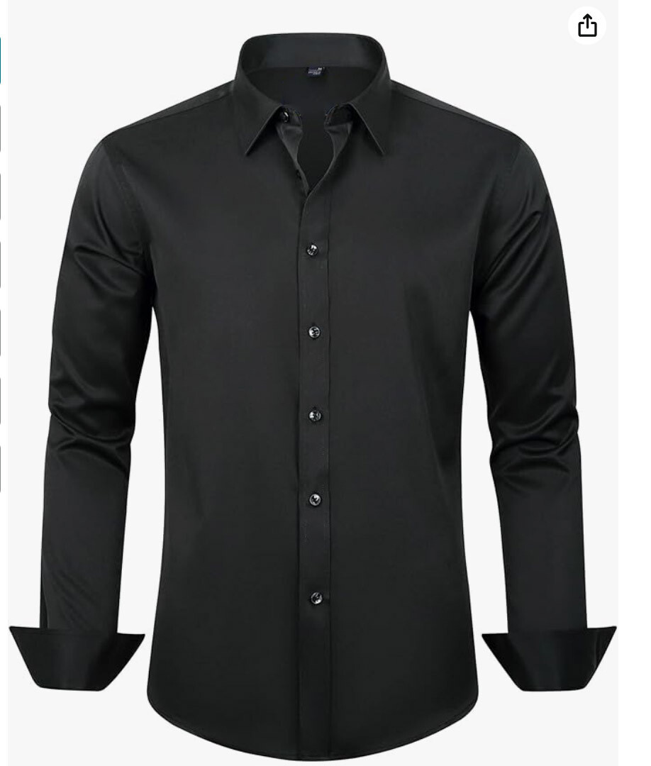 Mens Elastic Non Iron Shirts Formal Business Long Sleeves Casual Dress Shirts