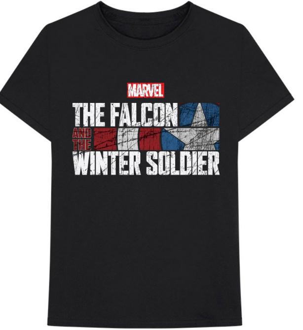 Marvel Comics – Unisex T Shirt Falcon and Winter Soldier Text Logo Black Size La