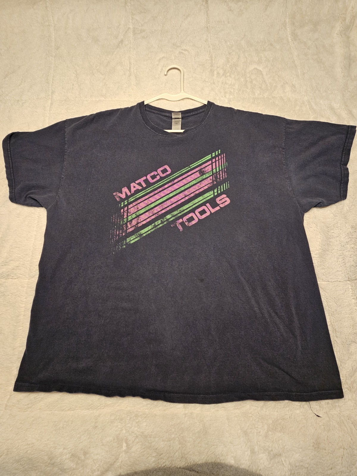 Matco Tools Navy Blue Graphic T-Shirt 2XL Pink Green Eagle Logo Double Sided