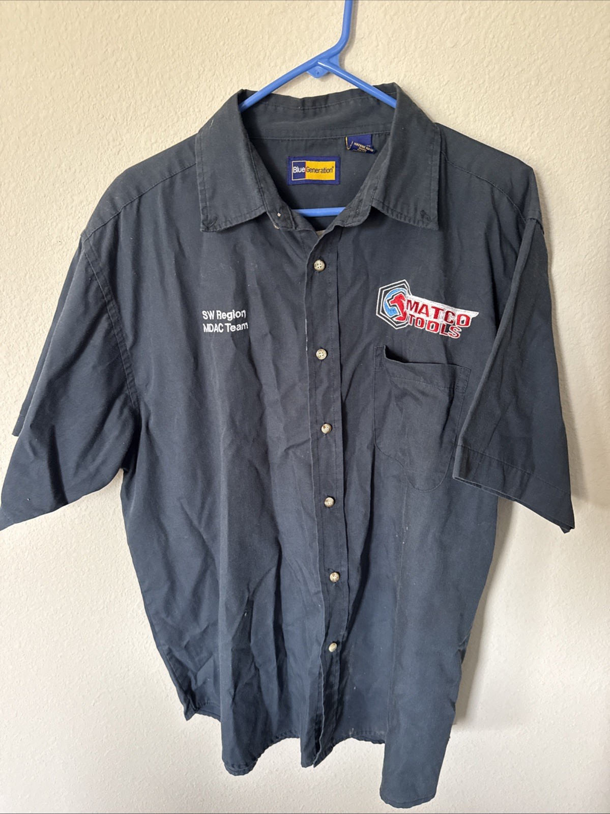 Blue generation button up work shirt matco tools XL size dark blue